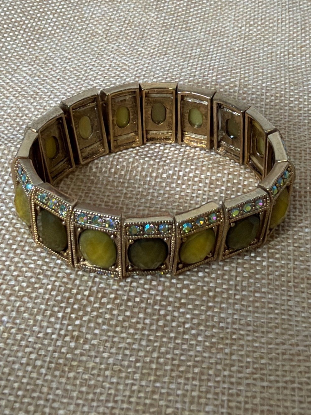 lia sophia Mint Dark Green Gold Tone Jeweled Stretch Fashion Bracelet